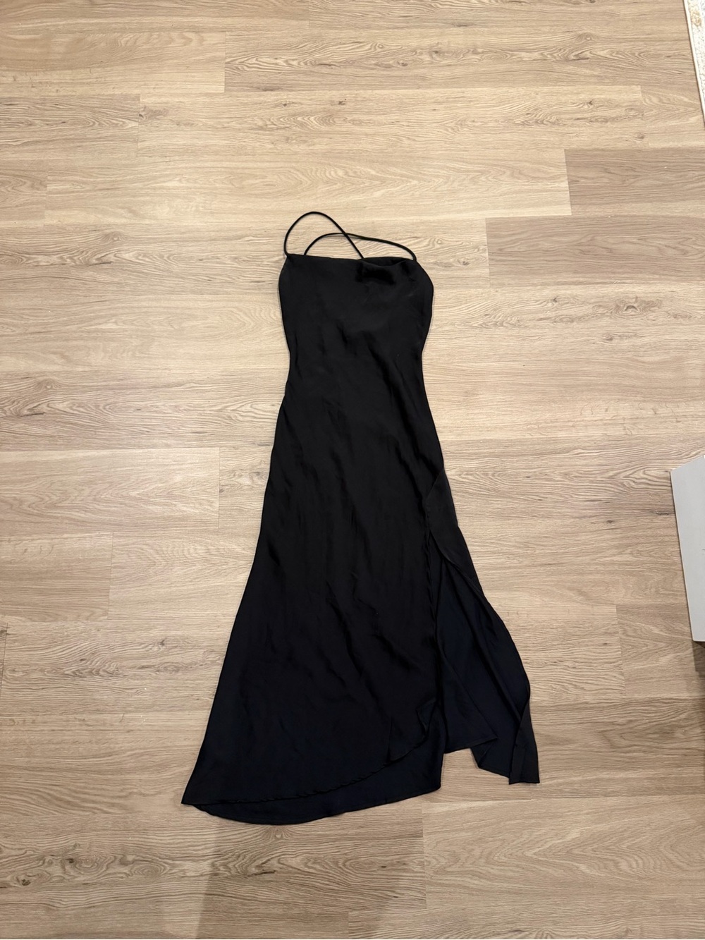 ASTR Black Strapless Slip Maxi Dress with Side Slit